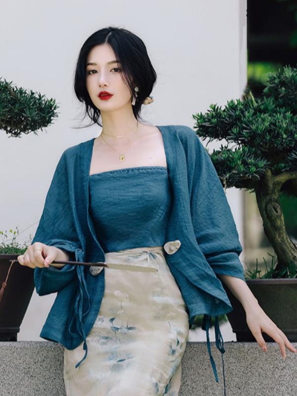 Vintage Fashion In Chinese - Комплект из трех предметов: кардиган большого