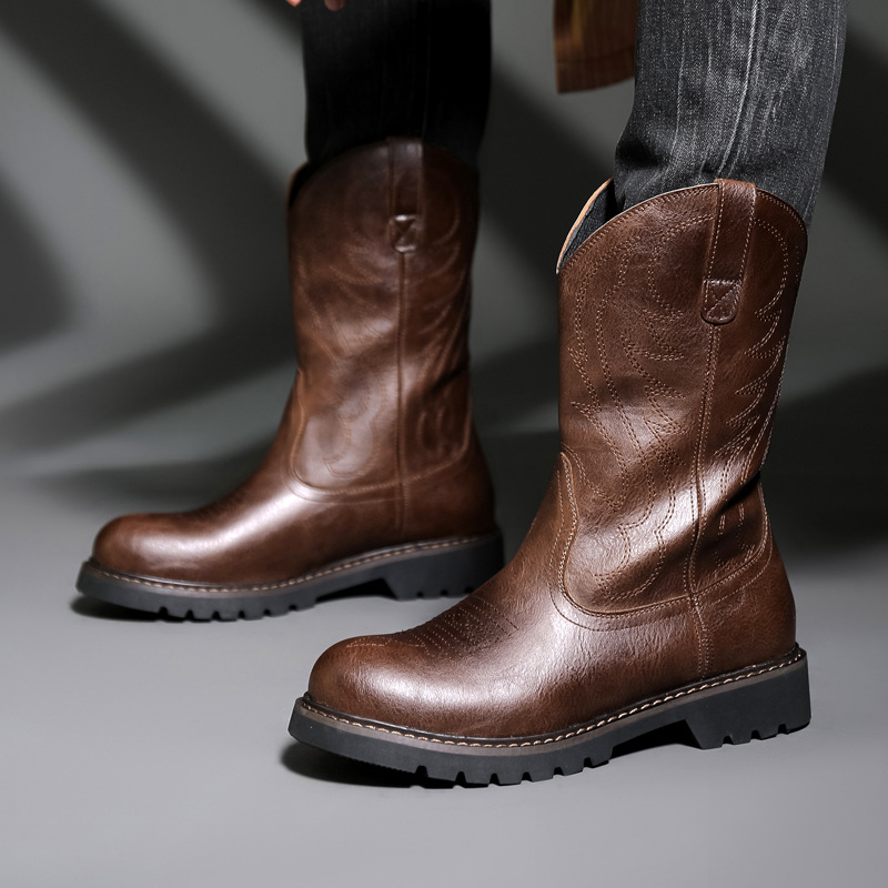 Vintage Fashion Mens - Модные мужские ковбойские сапоги, новые винтажные