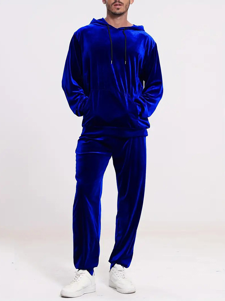 Vintage Fashion Mens - Модный однотонный велюровый комплект из двух